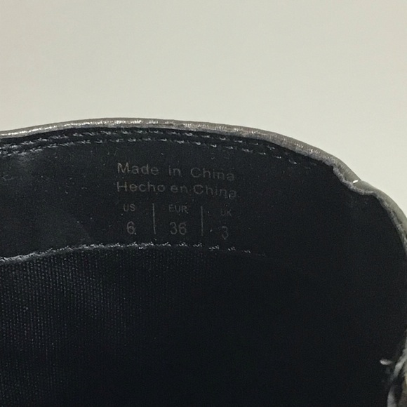 ALDO Silver Metallic Lace Up Military Leather Ankle Boots Isidro Sz 6/36 EU EUC - Picture 8 of 8